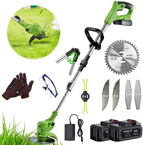 Electric Weed Eater 36V Weed Wacker Foldable Cordless Battery Powered Weedeaters String Trimmer with 2pcs 4.0Ah Batteries Lawn Trimmer Edger Telescopic Handle Low Noise for Home Garden Grass Trimming