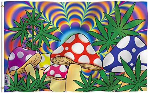 ANLEY Fly Breeze 3x5 Foot Marijuana Mushroom Flag - Vivid Color and UV Fade Resistant - Canvas Header and Double Stitched - Weed Shrooms Flags Polyester with Brass Grommets 3 X 5 Ft