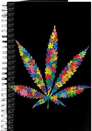 Journal (Diary) with Marijuana Leaf Flowers 60s Colors on Cover White