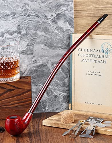 Joyoldelf Smoking Pipe, 16'' Length Churchwarden Tobacco Pipe - Handmade Tobacco Pipe with Luxury Gift Box (Including 3-in-1 Pipe Scraper, Pipe Reamer, Pipe Screens and Cork Knocker and Smoking Accessories)