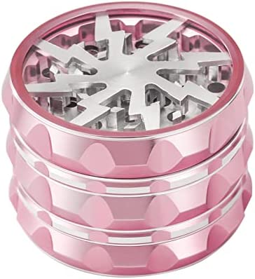 VRUPINZE 2.5 inch Large Grinder, Portable Aluminium Grinder with Clear Top, Pink