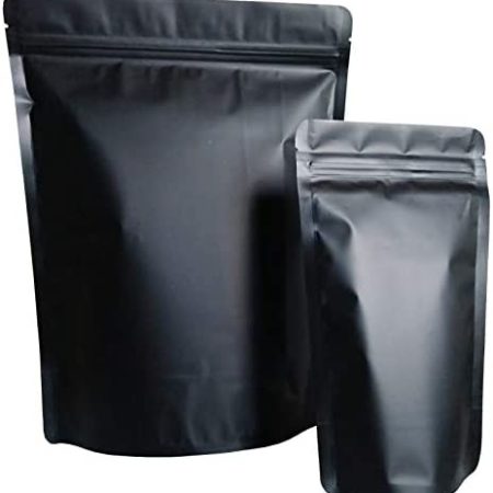 55 Pack Mylar Bags Food Storage Bags Medium (M) 50 Pack 6X8.5 Inch Plus 5 Pack 9.4X13.4 Inch Matte Black Zipper Stand Up Resealable Airtight Pouches Smell Proof Bags Foil Bags (55, 6x8.5-9.5x13.5BB)